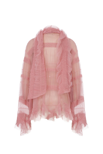 OPHELIA PEMBE DANTEL BLUZ