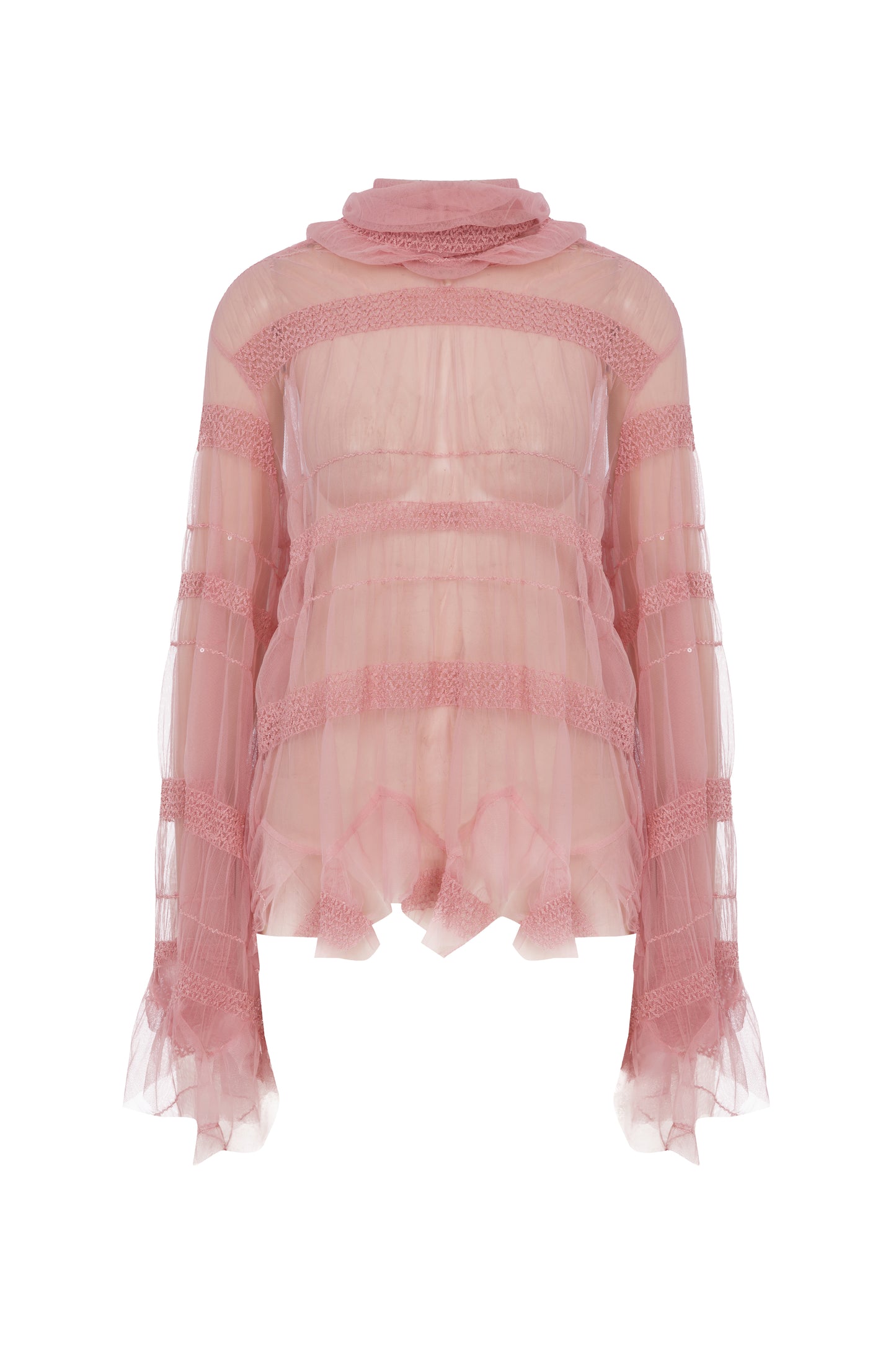 OPHELIA PEMBE DANTEL BLUZ